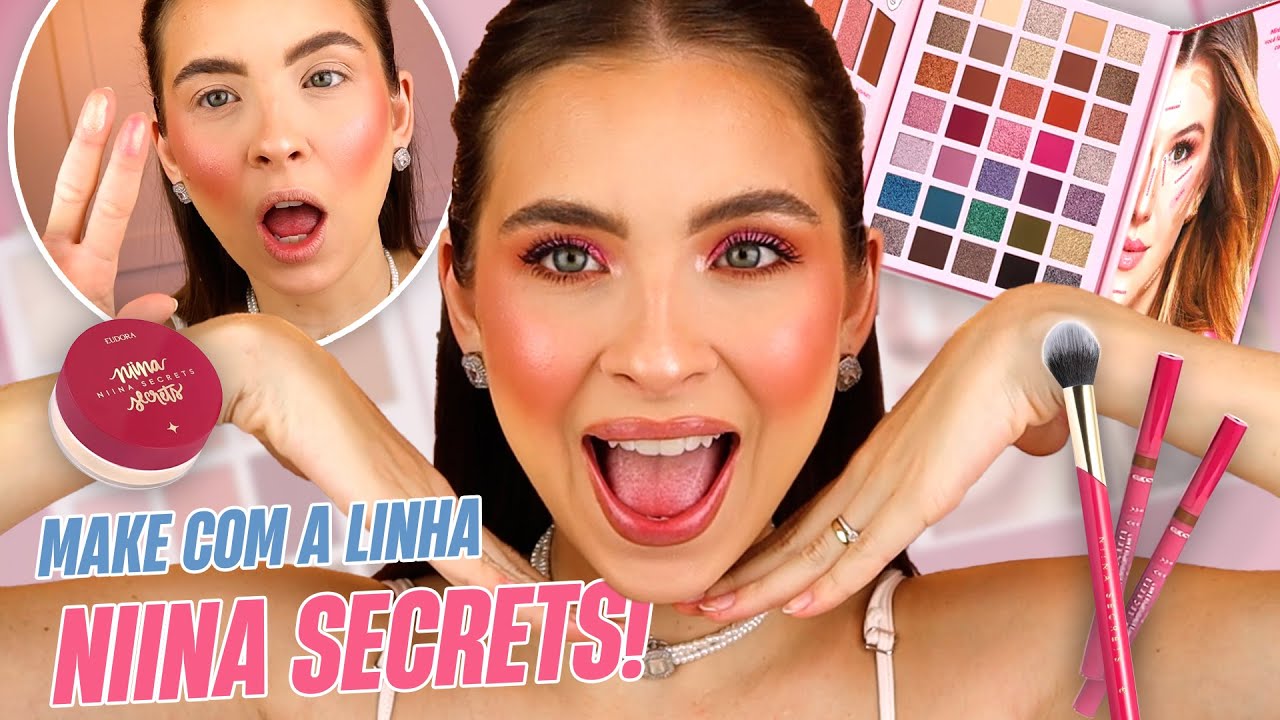 TESTEI TODOS OS ÚLTIMOS LANÇAMENTOS DA NIINA SECRETS! PALETA, PÓ SOLTO, LAPISEIRA DE SOBRANCELHA...