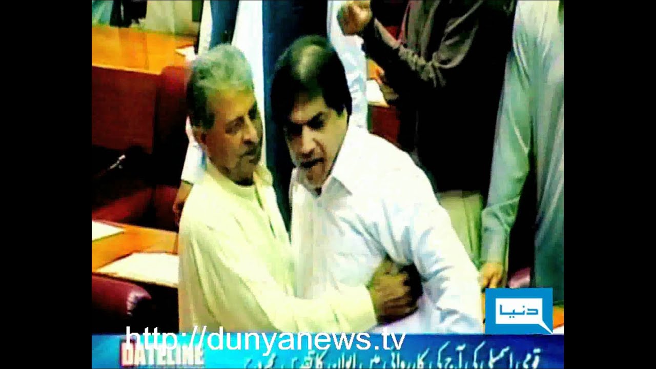 Dunya TV-13-10-2011-PML-N & MQM's Fight in National Assembly