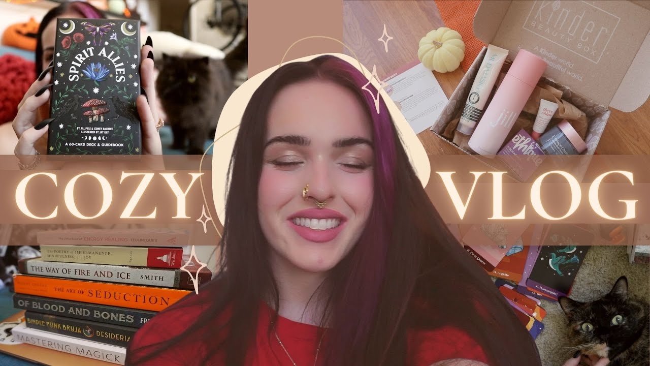 A Cozy Witchy Vlog During the Eclipse | Witchy Books, New Oracle Deck & Clean Skincare Unboxing