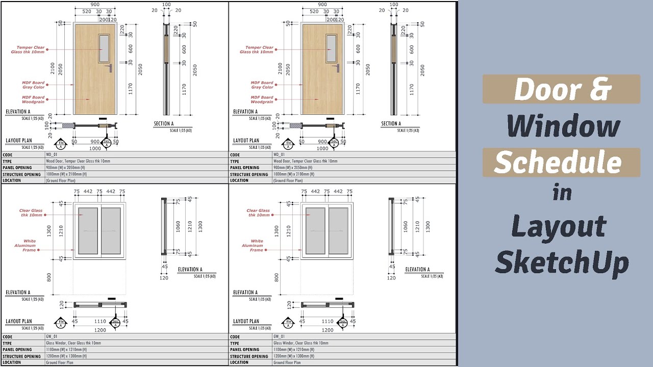 Layout SketchUp Lesson#36 Easy How to do Door and Window Schedule in Layout SketchUp