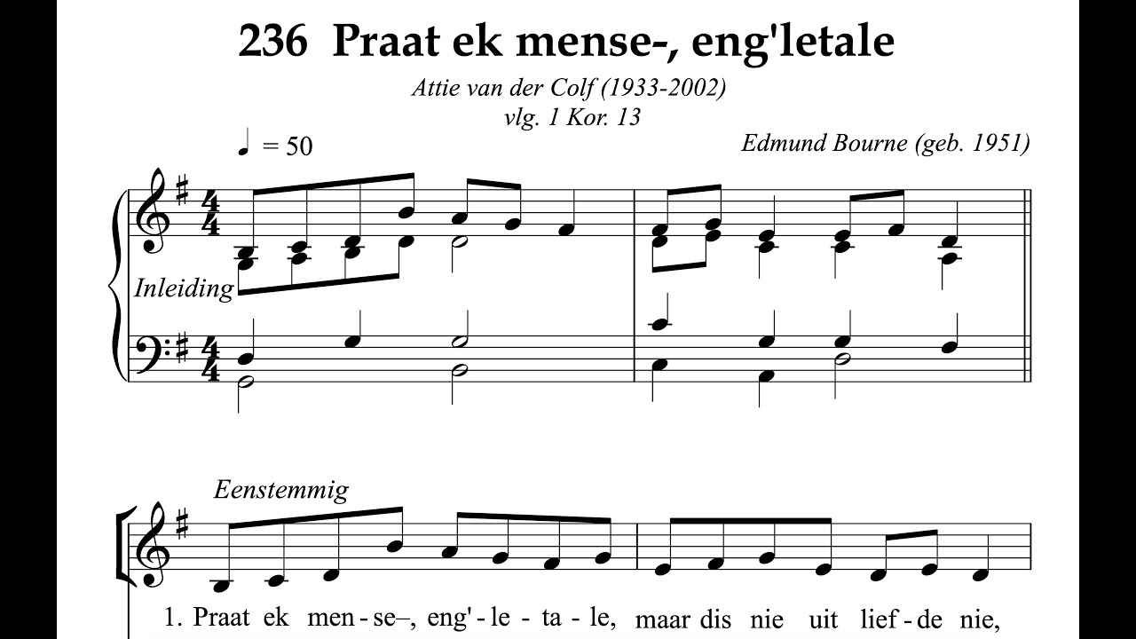 Afrikaans Hymnal 236 Praat ek mense , eng letale