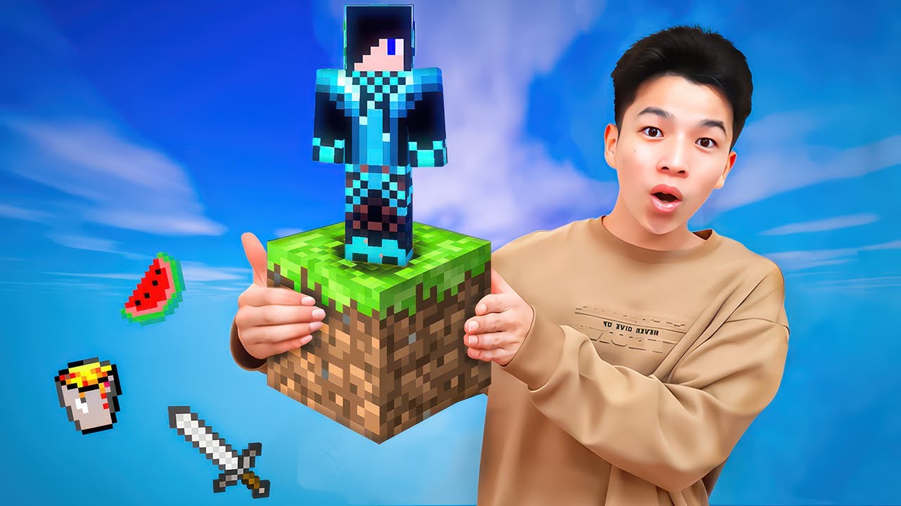 Minecraft, lekin menda bitta blok bor !