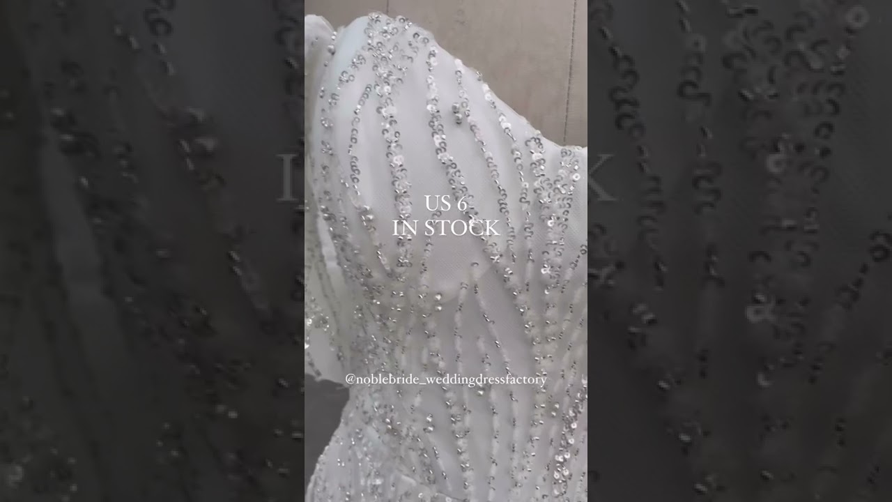 In Stock | Luxury beaded lace feather mermaid wedding dress | noble bride factory