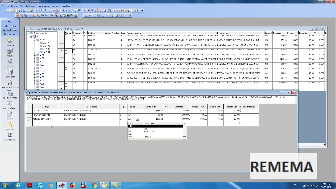 CURSO DE NEODATA 2009 VIDEO 3, INTEGRACION DE PRECIO UNITARIO, COSTO HORARIO DE CAMION.