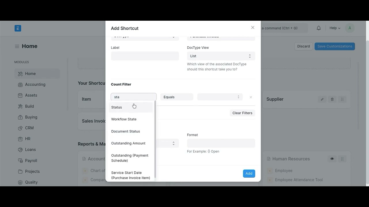 Customize Your ERPNext Workspace