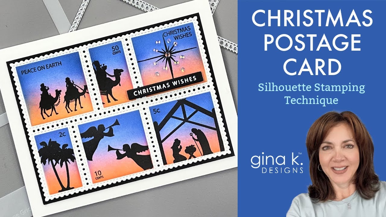 Christmas Postage Card - Silhouette Stamping Technique