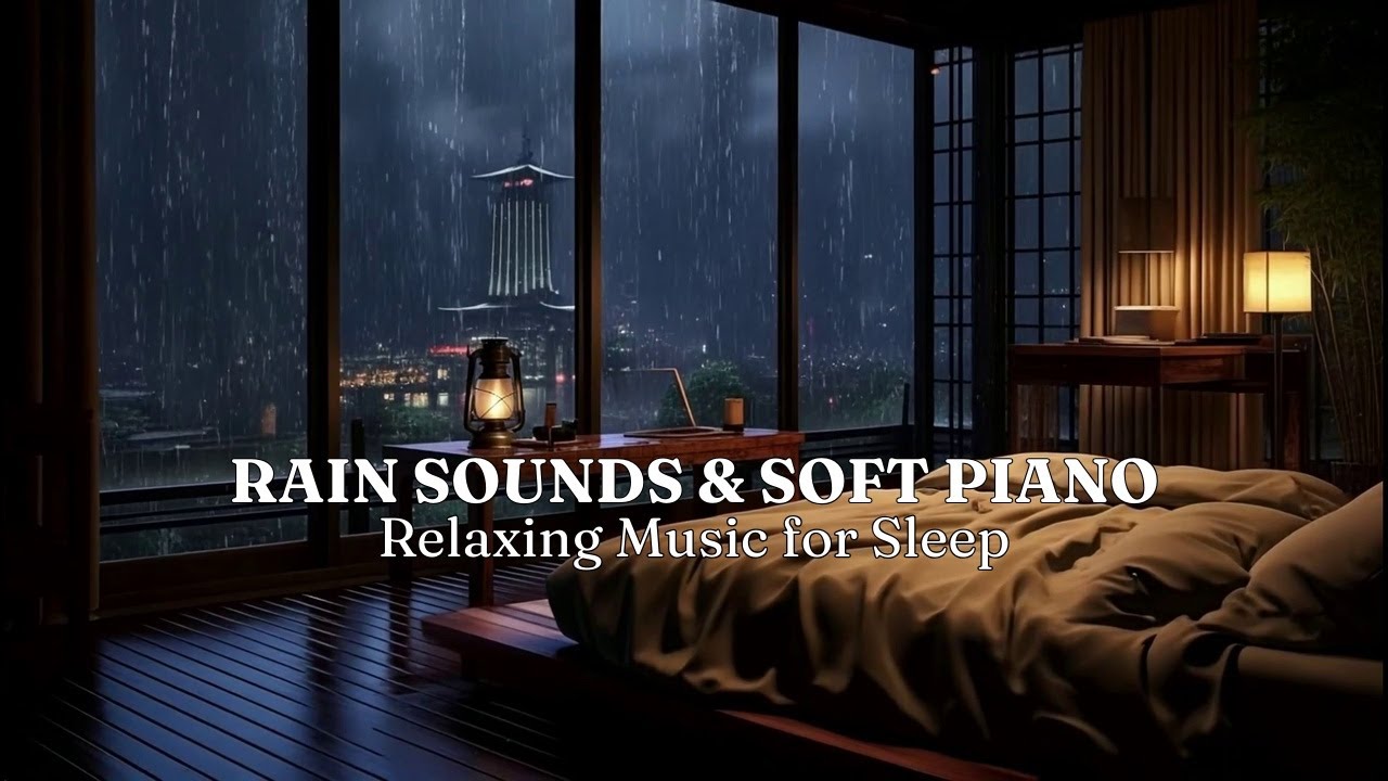 Relaxing Music to Beat Stress & Insomnia | Cozy Bedroom in Foggy Forest with Rain Sounds for Sleep