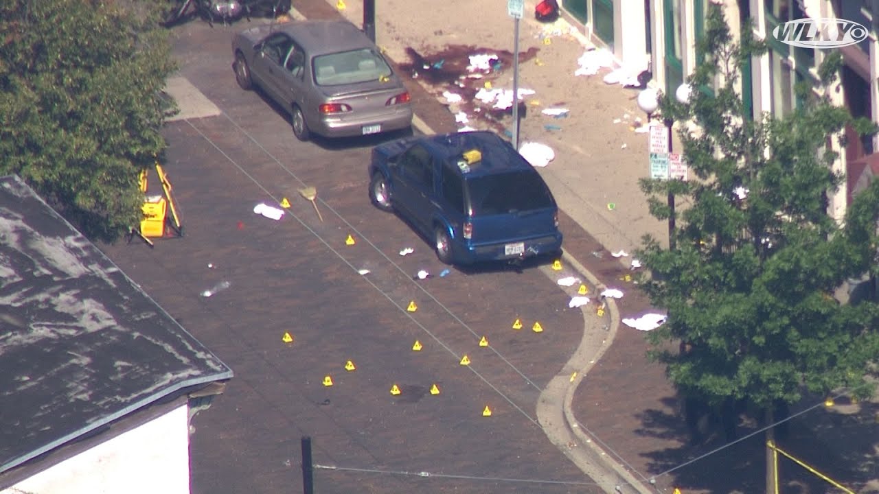 Aerials of mass shooting scene in Dayton, Ohio
