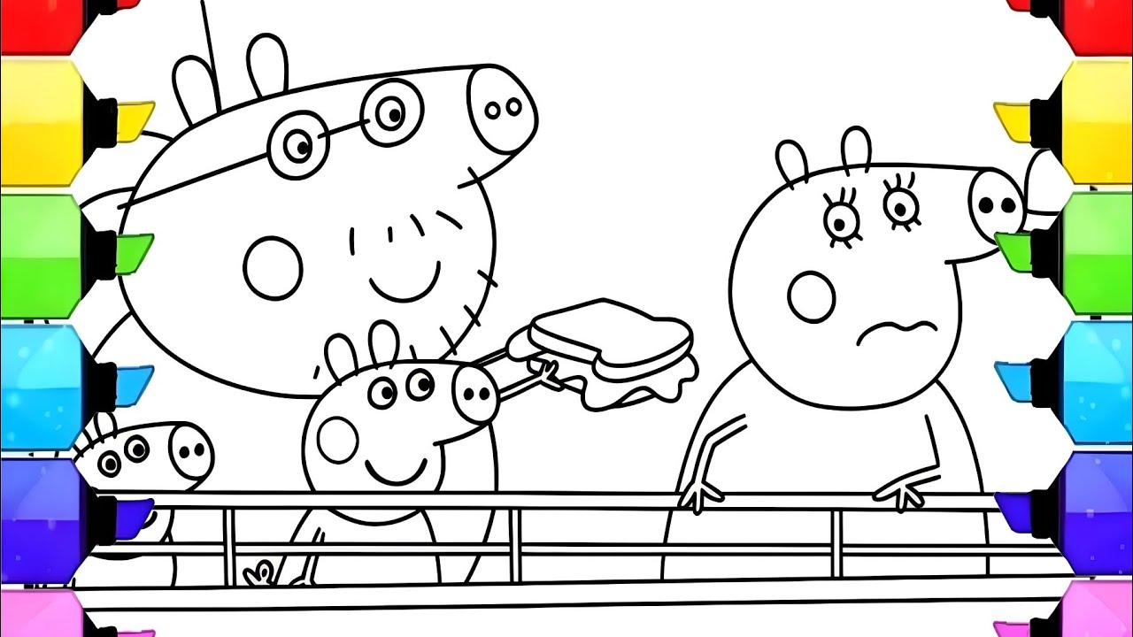 Daddy Pig has brought sandwiches for Mummy Pig Drawing Easy, Peppa Pig Drawing and Coloring Easy