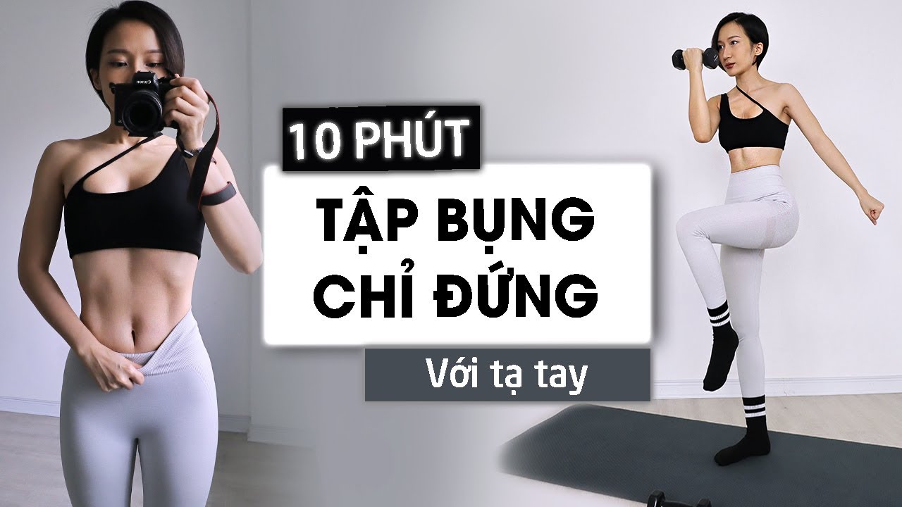 TẬP BỤNG ĐỨNG KH&Ocirc;NG NẰM - 10 PH&Uacute;T ĐỨNG TẬP BỤNG VỚI TẠ CHO NGƯỜI MỚI | Hi Sunna/ 10 Min Standing Abs