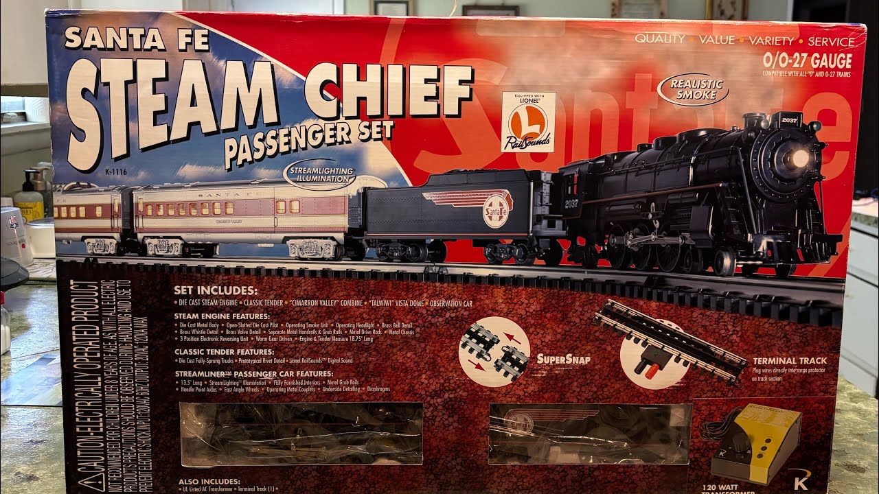 K-Line Santa Fe Steam Chief Passenger Set with Lionel Railsounds #Ogauge #modeltrains 
