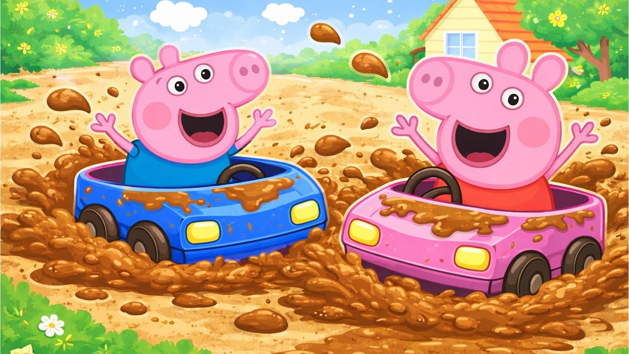 🐷🏁 Peppa Pig Muddy Race Adventure! | Peppa Pig Funny Animation