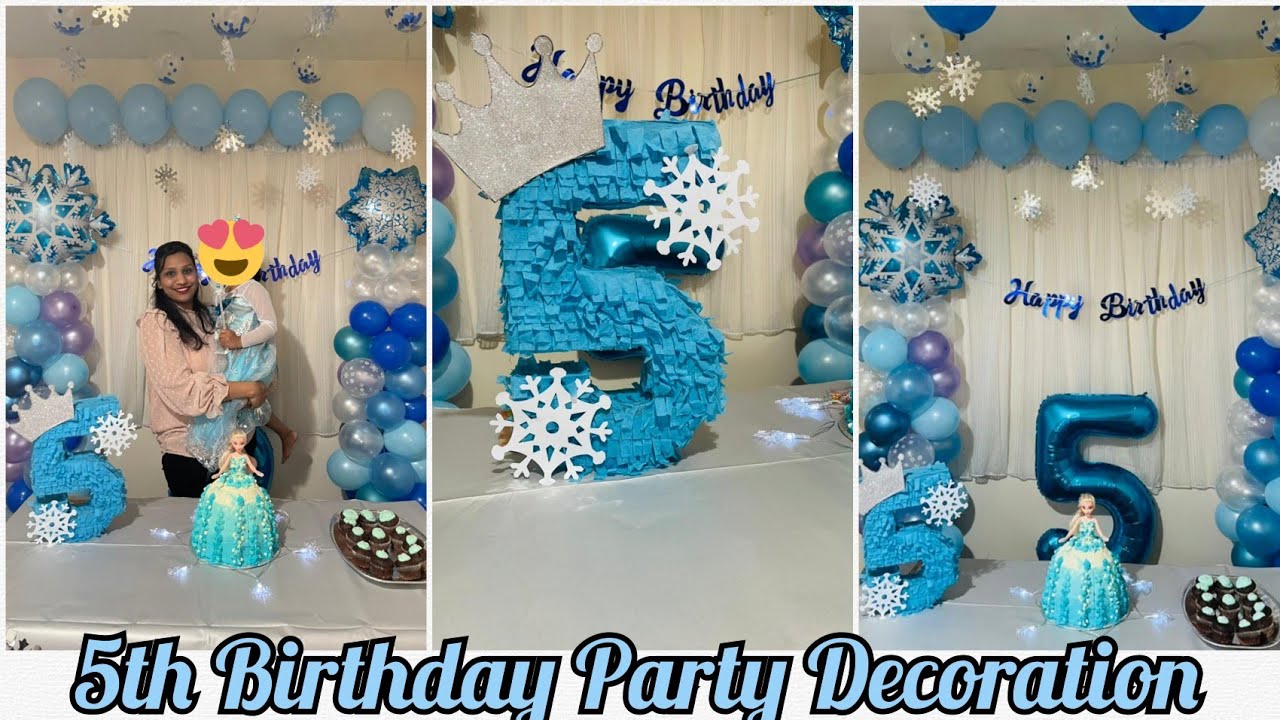 DIY 5 th Birthday Decoration For Girls | Frozen Theme birthday party| Disney Theme Birthday Party