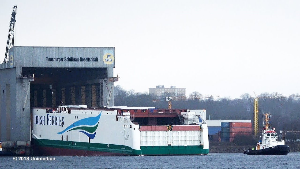 W.B. YEATS | awesome big ship launch for IRISH FERRIES at shipyard FSG Flensburg | 4K-Quality-Video