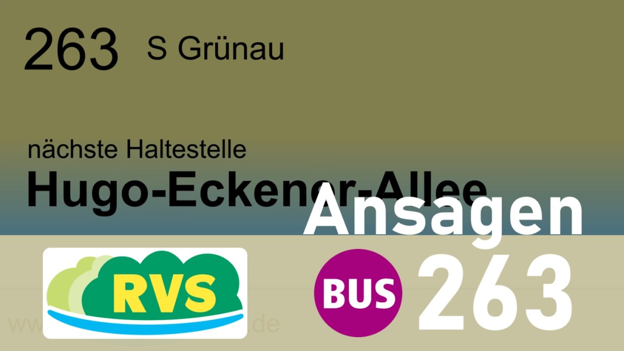 RVS | Ansagen Buslinie 263: Flughafen BER - S Berlin-Grünau | Linguatec-Petra (TTS)