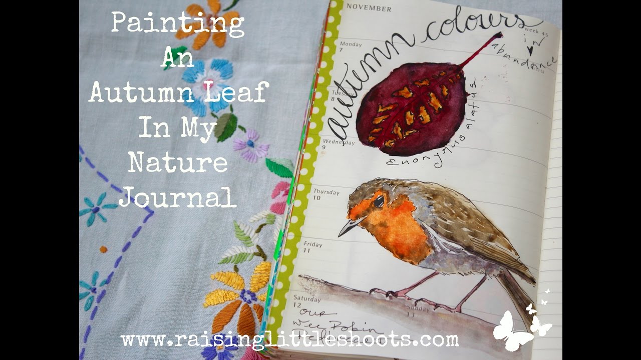 Paining an autumn leaf in my nature journal
