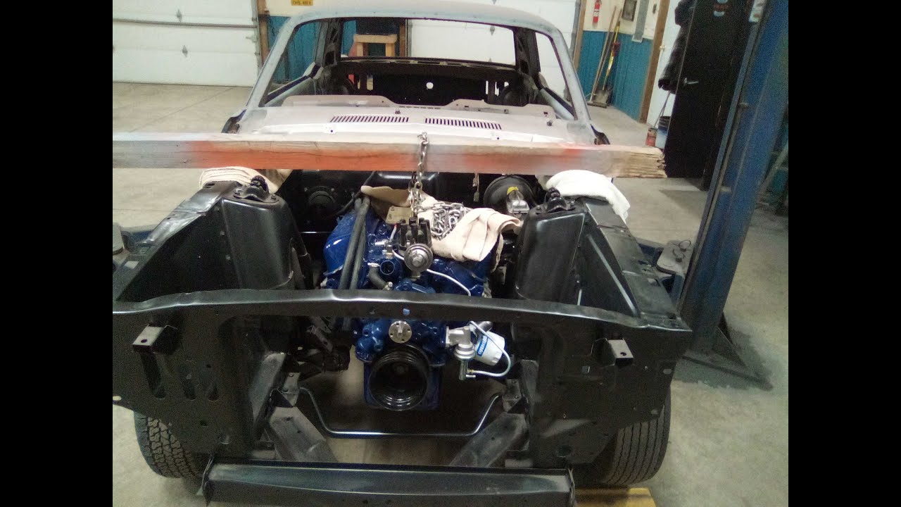 Mustang Golden Nugget Special 1968 года, деталь 55: установка двигателя 289, трансмиссии C4 и кар...