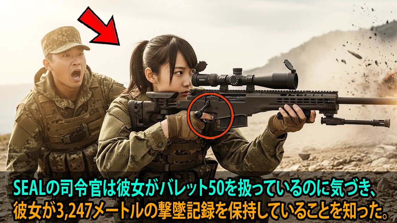 SEALの司令官は彼女がバレット50を扱っているのに気づき、彼女が3,247メートルの撃墜記録を保持していることを知った。