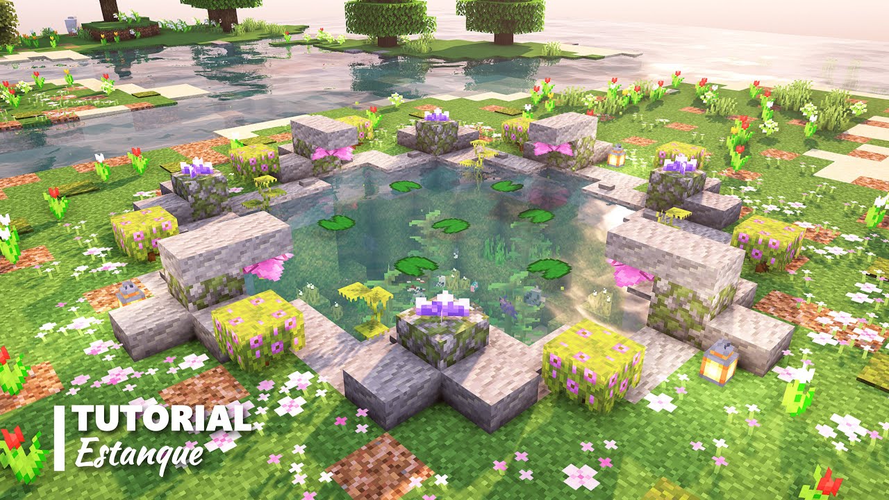 COMO HACER UN ESTANQUE 🐠 EN MINECRAFT  - Tutorial