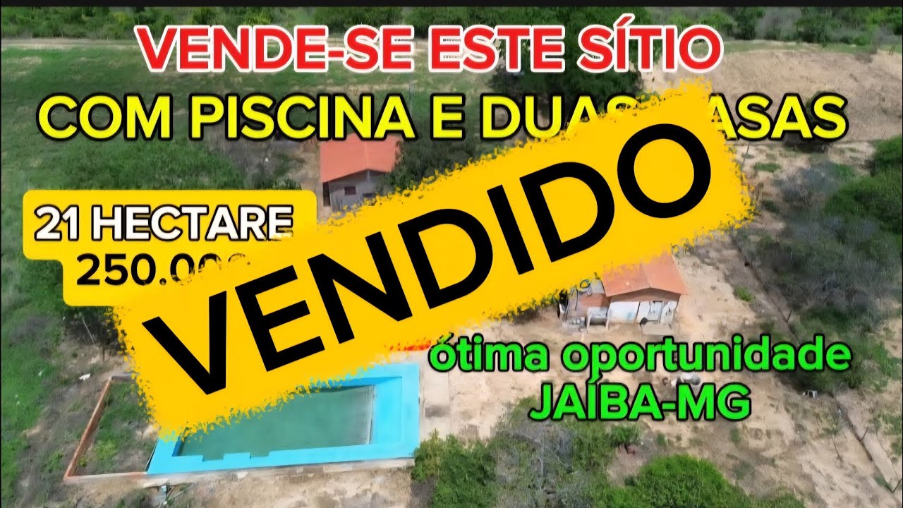 **VENDIDO** 21 HECTARE COM 2 CASAS, POÇO ARTESIANO E PISCINA. 250.000.