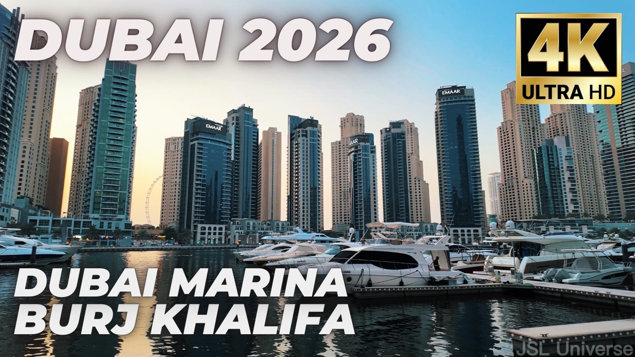 Dubai [4K] Dubai Marina ,  Burj Khalifa &  Dubai Mall Walking Tour Compilation - 2026 🇦🇪