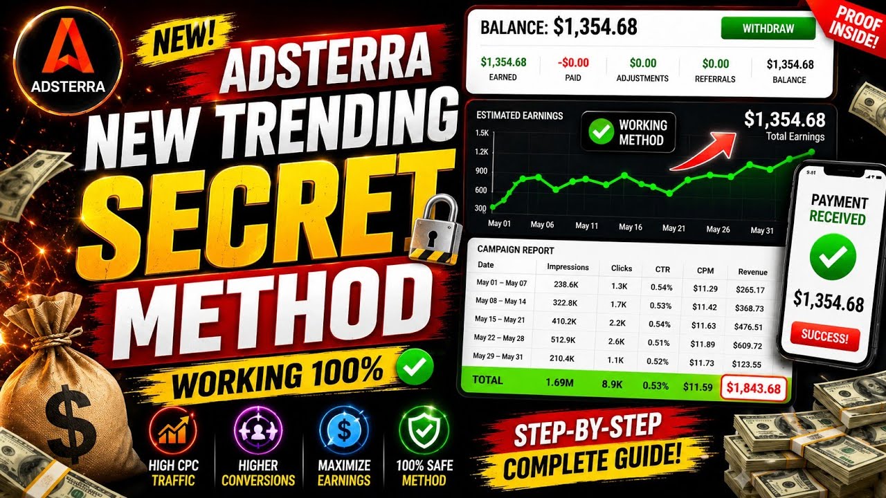 Adsterra Latest Trending Method 😱 New Paid Secret Trick Strategy Revealed!