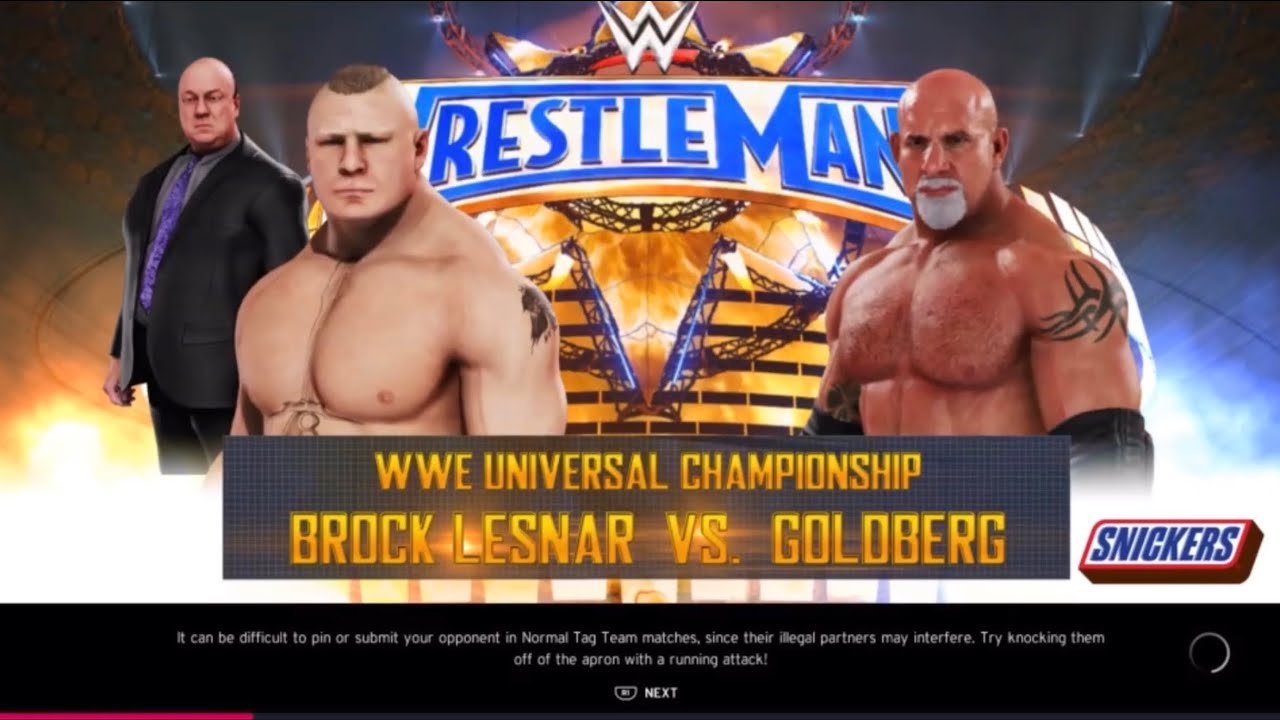 WWE 2K20 Gameplay Brock Lesnar  vs  Goldberg  Universal Championship WrestleMania 33