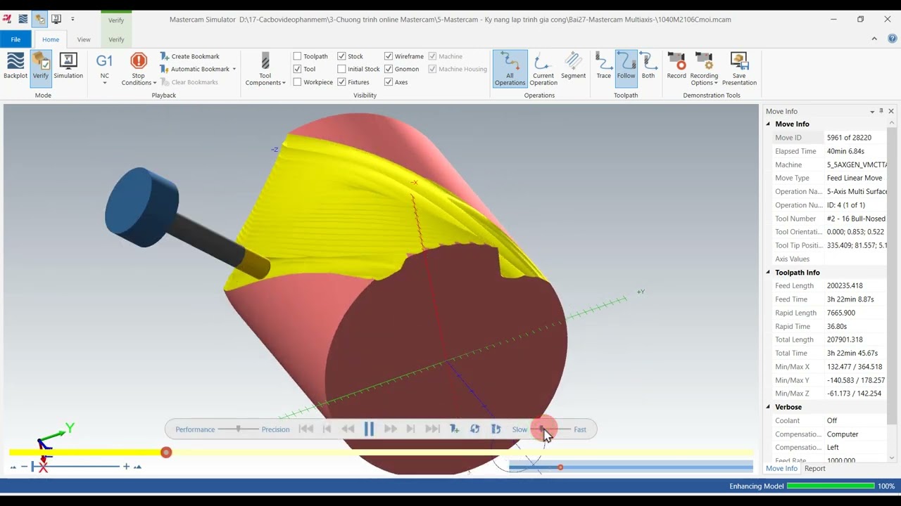 Mastercam Multiaxis- Ph&aacute; th&ocirc; n&acirc;ng cao tr&ecirc;n m&aacute;y nhiều trục (B&agrave;i 27)