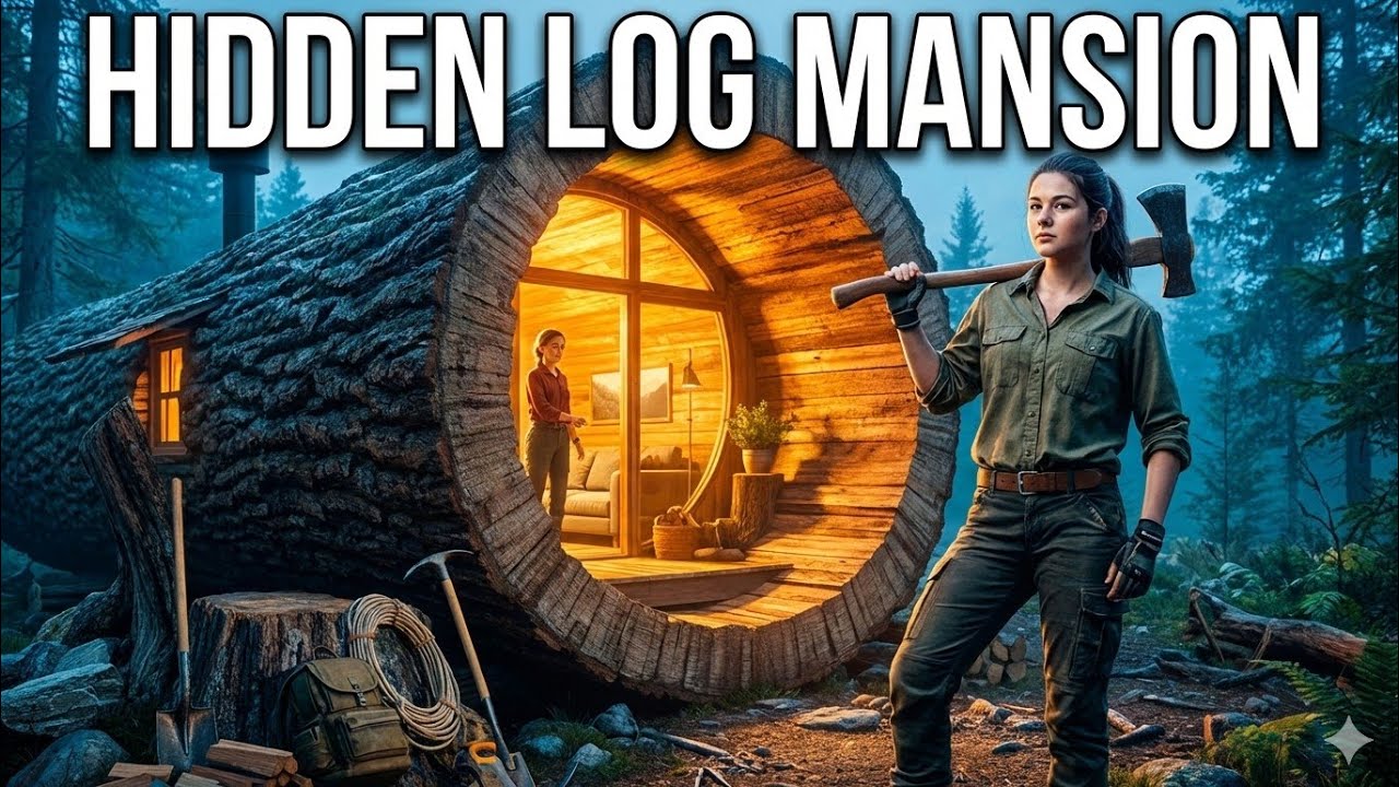 Building a Luxurious Hidden Cabin Inside a Massive Tree Log 🌲