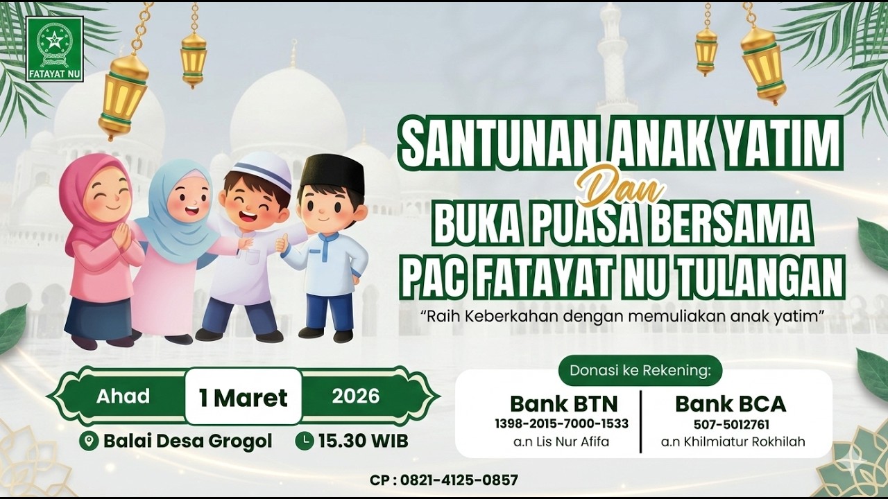 LIVE SANTUNAN ANAK YATIM & BUKA PUASA BERSAMA PAC FATAYAT NU TULANGAN |  1 Maret 2026