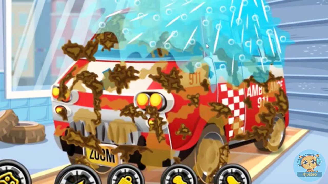 Ambulance Car Wash - games videos for kids - 4jvideo