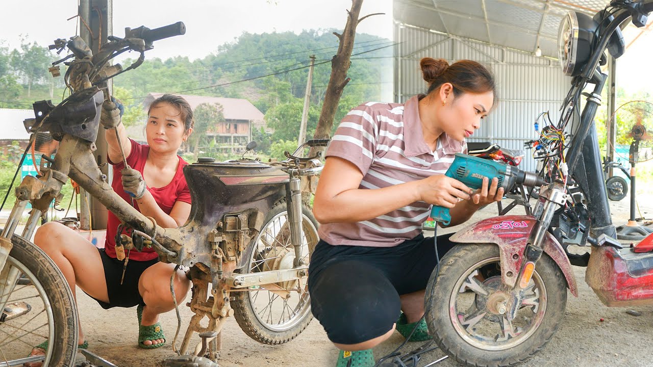 TIMELAPSE: Genius girl restores motorbikes, electric bicycles, electric fans, and gasoline chainsaws