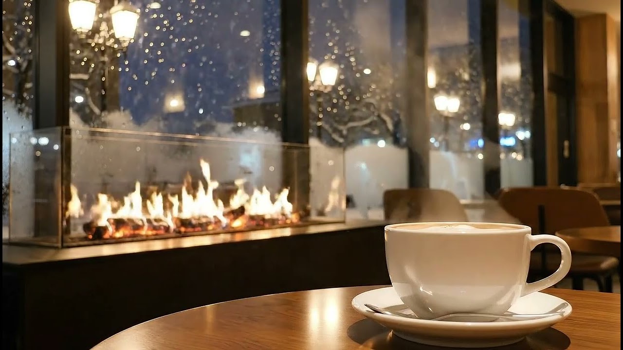 Warm Winter Morning Jazz ❄️ Snowy Day Coffee & Bakery in a Quiet Small Town | Peaceful Jazz Vibes ☕