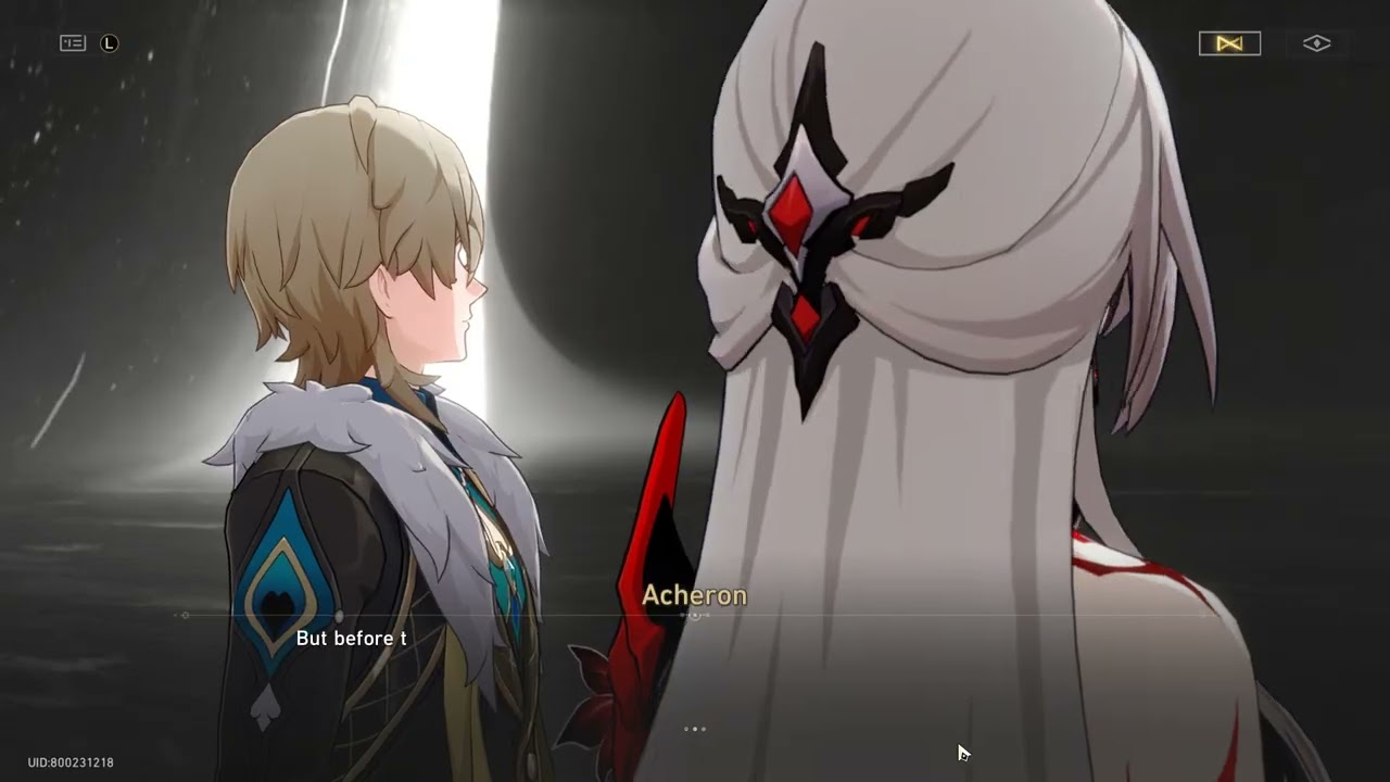 Aventurine dialogue with Acheron in the Black Hole Honkai Star Rail
