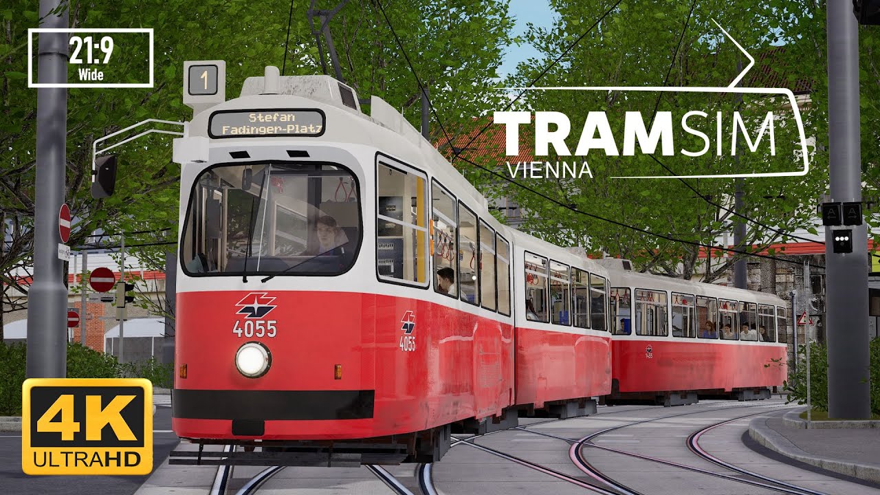 TramSim Vienna - Type E2 with Type c5 - Route 1 - Prater Hauptallee To Stefan-Fadinger-Platz