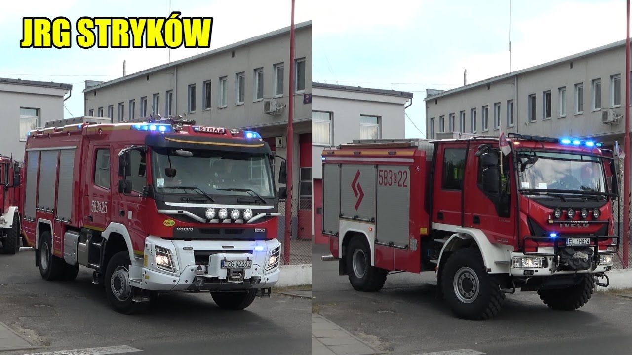 Wyjazd Alarmowy 2 zastępów GCBA Volvo FMX 410 i GBA Iveco Eurocargo z JRG Stryków do pożaru