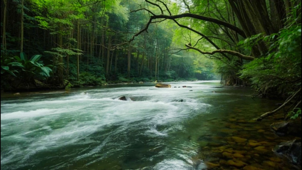 Calming River Sounds for Sleep 😴 Clear Stream + Mossy Stones (No Music)