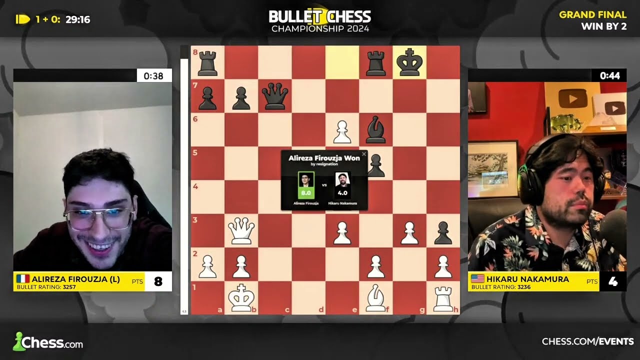Hikaru Nakamura Vs Alireza Firouzja | Full match | Bullet Chess Championship 2024 | #hikaru #chess