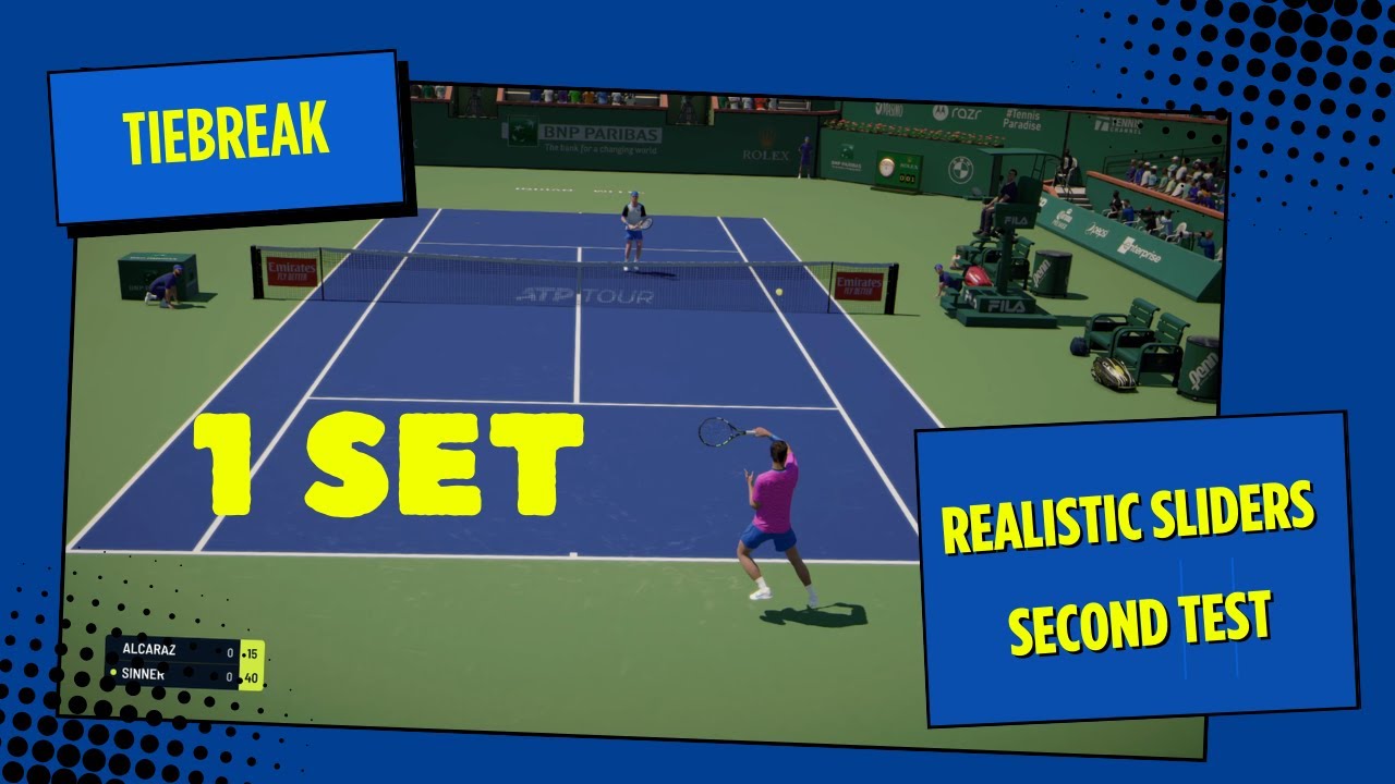 TIEBREAK REALISTIC SLIDERS SECOND TEST | Alcaraz VS Sinner | Indian Wells | Gameplay