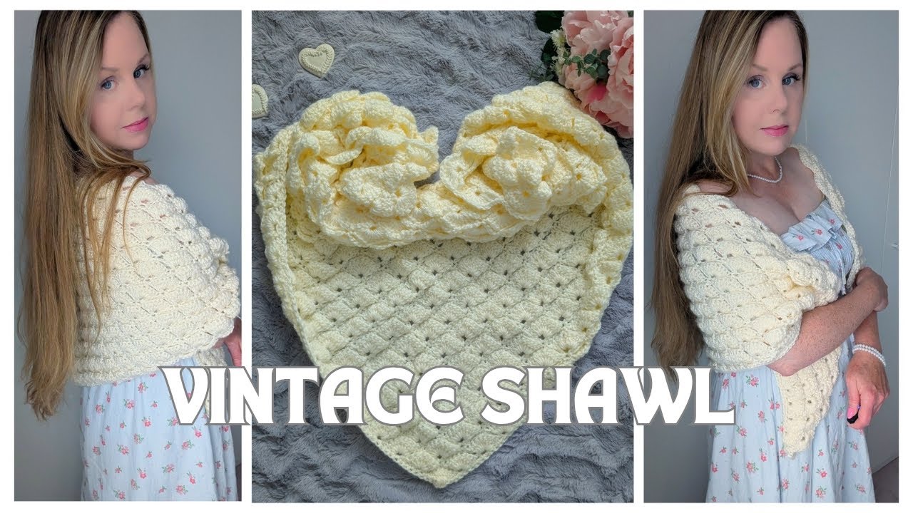 Crochet Vintage Shell Stitch Prayer Shawl From The 1950s | How To Crochet Easy Shell Shawl & Pattern