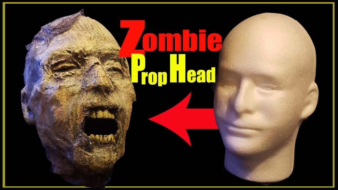 Zombie corpse head Halloween prop build