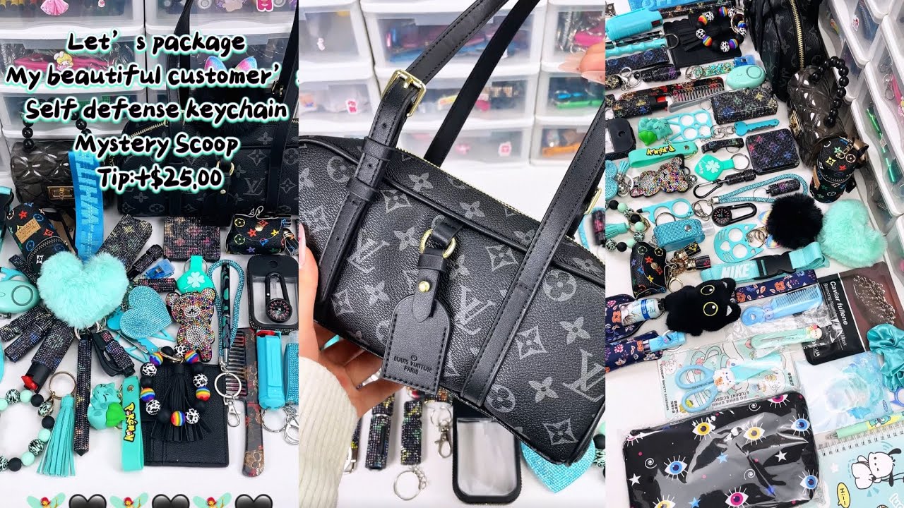 Teal& Black LV #keychain #selfdefenseplug #selfdefensekeychain #linkinbio #mysteryscoop #asmr #gift 