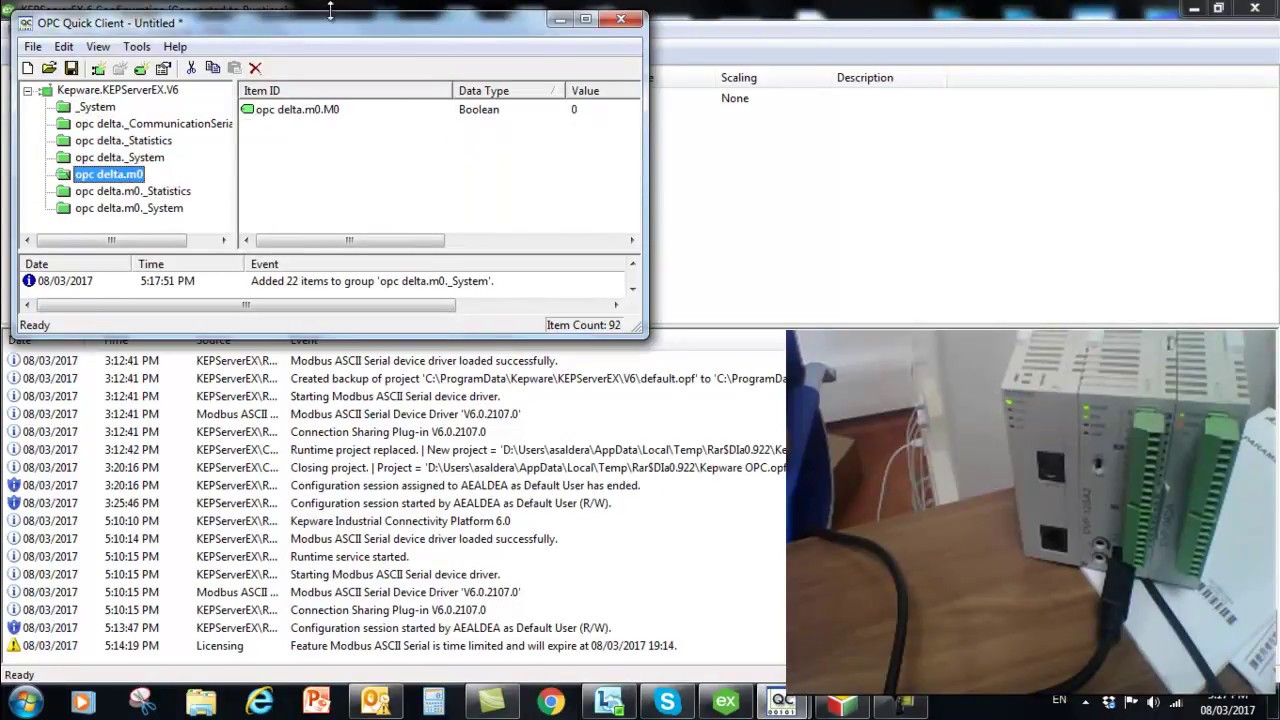 Connecting Delta Plc to Opc server (Kepserver)