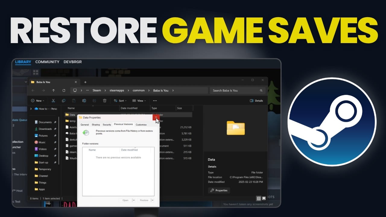 Как восстановить сохранения игр в Steam