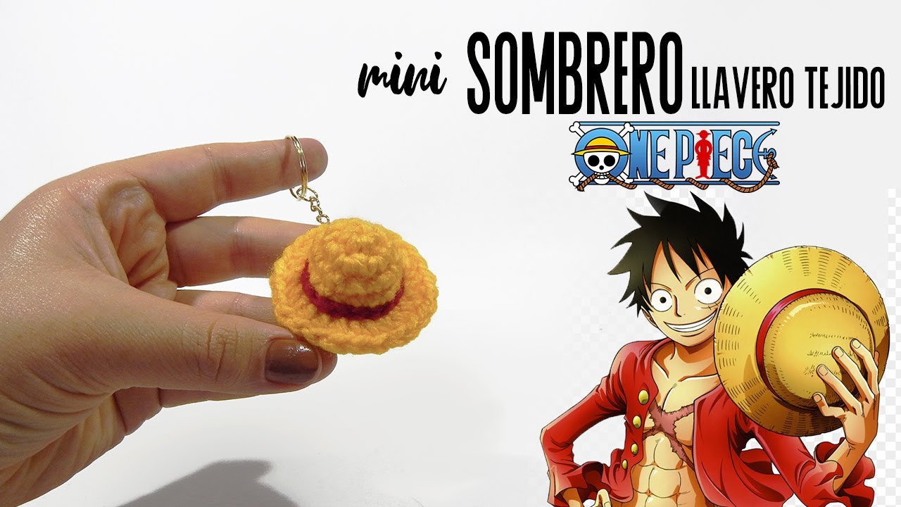 Mini Sombrero tejido LUFFY DE ONE PIECE llavero tejido