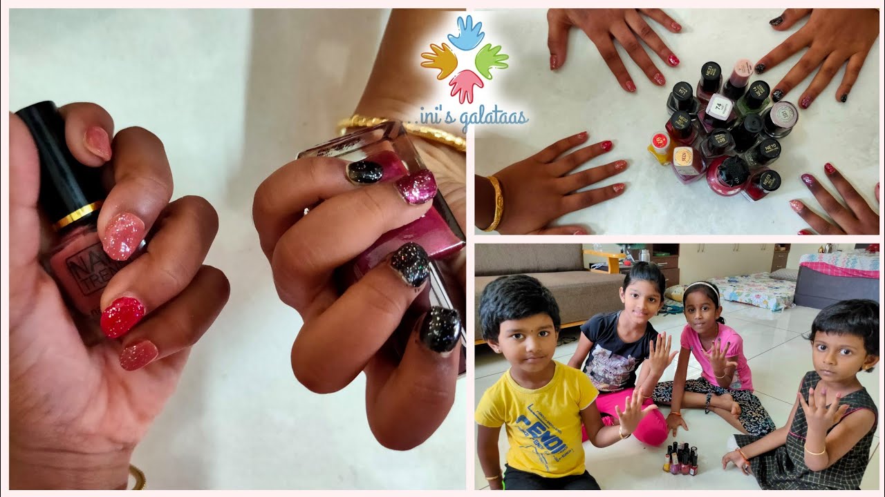 Fake nails without glue | Home made artificial nails for kids(Tamil) | ini's galataas