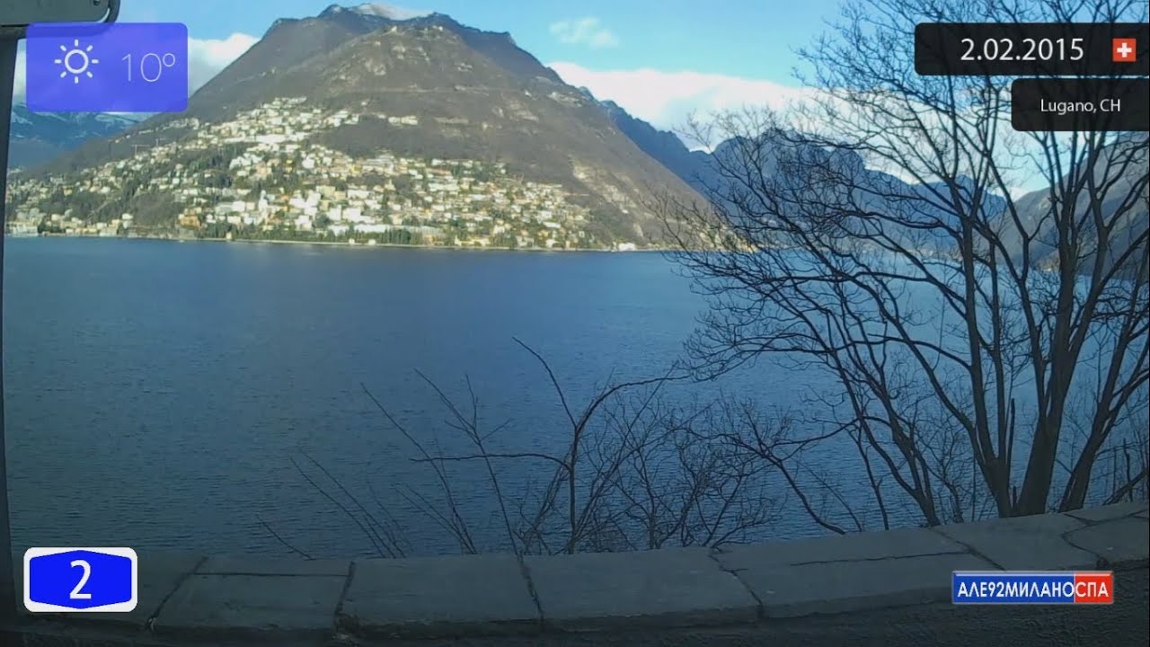 Driving through Canton Ticino (Switzerland) from Melano to Lugano 2.02.2015 Timelapse x4
