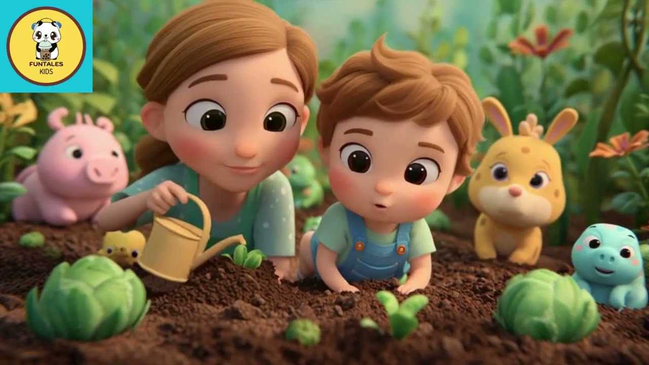 Kid Gardening Song 🌱🐶🐱 | Learn with Mom & Animals | Nursery Rhyme