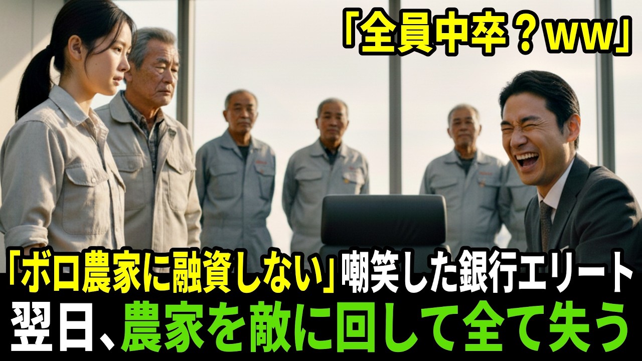 「全員中卒のボロ農家に融資はしないw」嘲笑した銀行エリート――翌日、農家を敵に回し100億が消え銀行が崩壊【スカッと】【逆転】