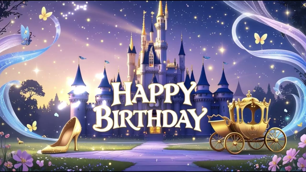 Cinderella Theme Birthday Wallpaper with Happy Birthday Music #cinderella #wallpaper #birthday #kids